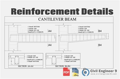 Cantilever Beam Reinforcement Details In AutoCAD