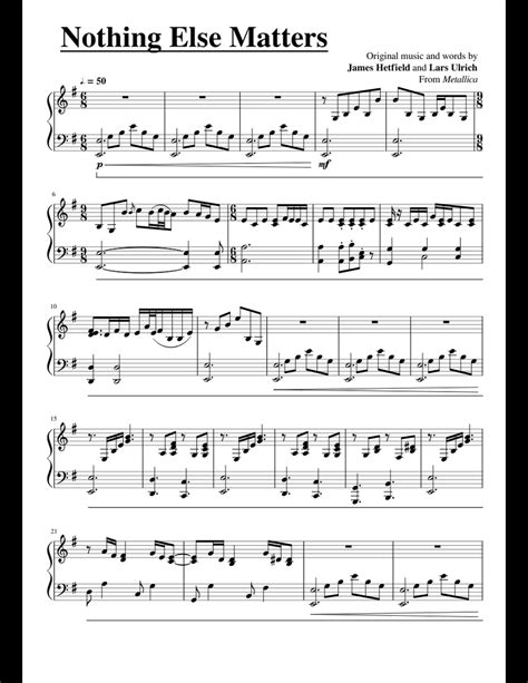 [Piano] Nothing Else Matters sheet music for Piano download free in PDF or MIDI