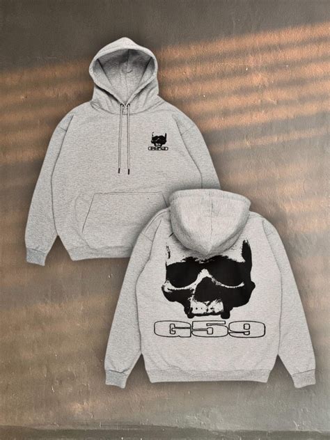 G59 Records × Pouya & $uicideboy$ Merch × Streetwear $uicideboy$ x G59 LOGO Hoodie GREY skull OG ...