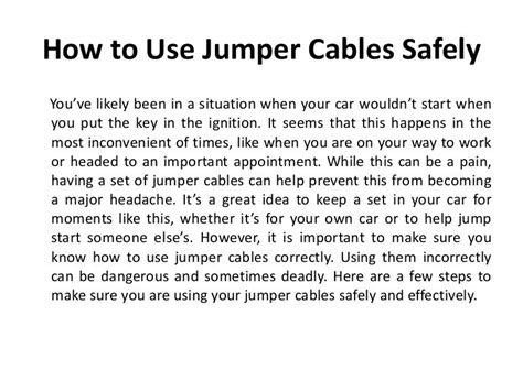 How to Use Jumper Cables Safely