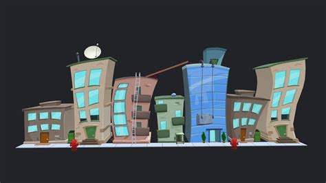 3D model Cartoon City Buildings VR / AR / low-poly | CGTrader