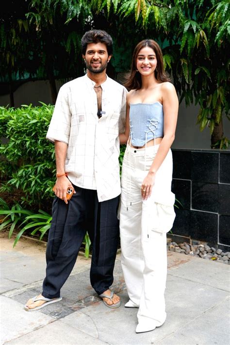 : Ahmedabad: Actor Vijay Devarakonda and actress Ananya Pandey pose for ...