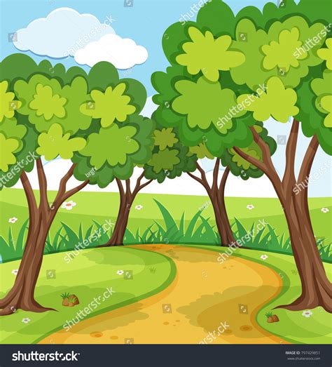 Background Scene Trees Park Illustration Stock Vector (Royalty Free ...