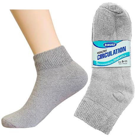 3 Pair Diabetic Ankle Circulatory Socks Health Support Mens Fit Grey Size 9-11 - Walmart.com