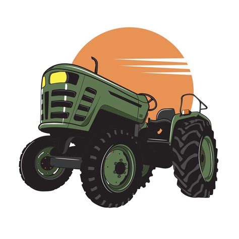 Tractor on white background. Green tractor vector illustration. Agricultural tractor, transport ...