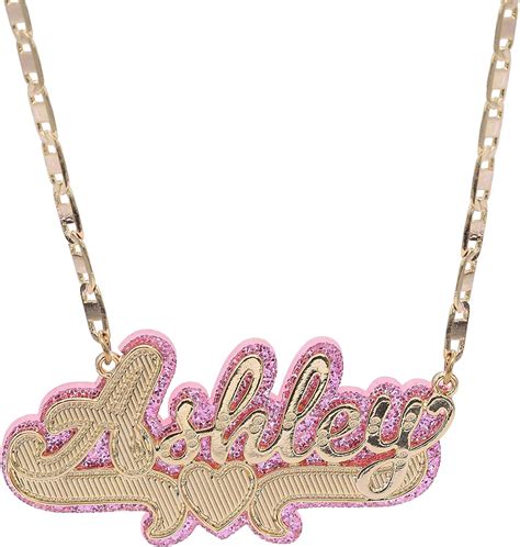 Personalized Custom Name Necklace with Acrylic Board Nameplate Double Layer Pendant Delicate ...