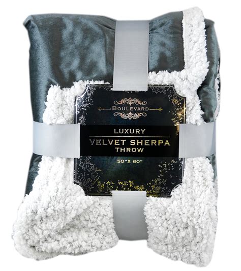 Boulevard Luxury Velvet Sherpa Throw Blanket 50" x 60" Reversible All Season Blanket for Bed or ...