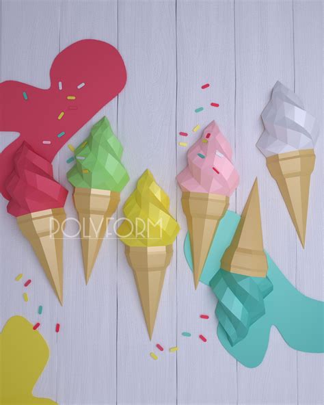 ICE CREAM Low Poly Papercraft PDF Template 3d Model Sculpture - Etsy | Paper crafts, Pdf ...