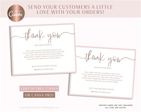 Thank You Card Template for Canva • Macarons and Mimosas