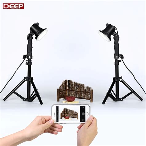 Diy 2pcs LED lamp +2pcs 40CM light stand MINI Photo studio KIT Photography studio light bulb ...