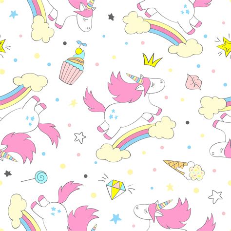 Seamless vector unicorn pattern for kids textile, prints, wallpapper, sccrapbooking. Doodle cute ...
