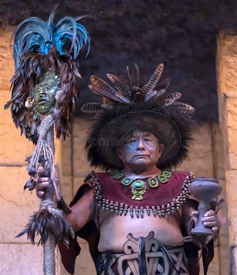 Xcaret, Mexico, December 25, 2022 - High Mayan Priest in the Rainforest Protecting the Ancient ...