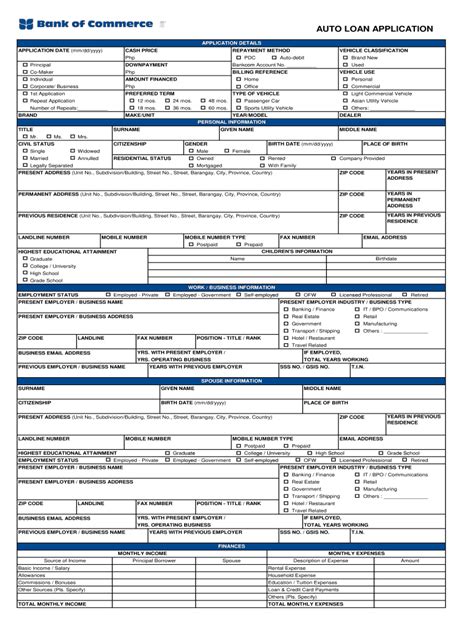 Auto Loan Application Form Pdf - Fill Online, Printable, Fillable, Blank | pdfFiller