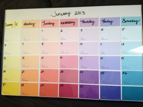 Dry erase calendar using a cheap Walmart frame and free paint swatches ...