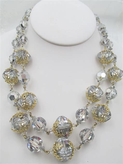 VIntage Vendome Stunning Crystal Faceted Double Strand Necklace ...