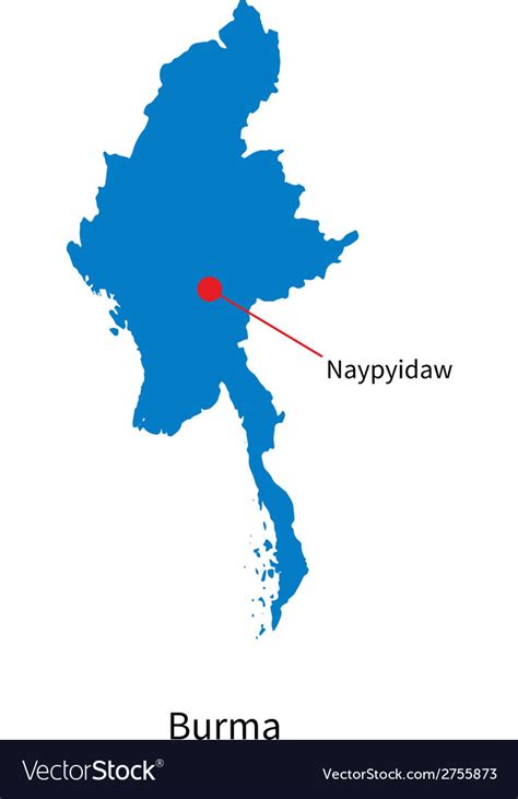 Detailed map of burma and capital city naypyidaw Vector Image