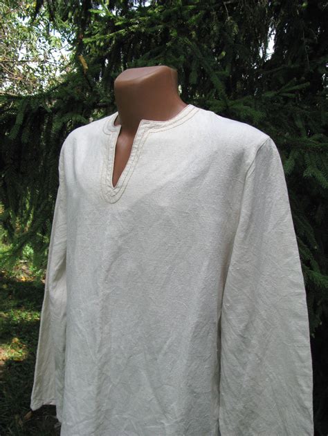 Off White Viking Shirt Medieval Cotton Tunic Rustic Peasant - Etsy