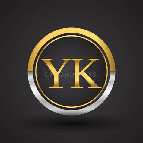 YK Letter Logo in a Circle, Gold and Silver Colored. Vector Design ...