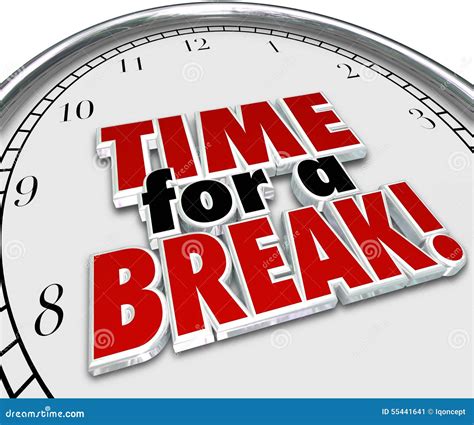 Time For A Break Clock 3d Words Work Pause Interruption Stock Illustration - Image: 55441641