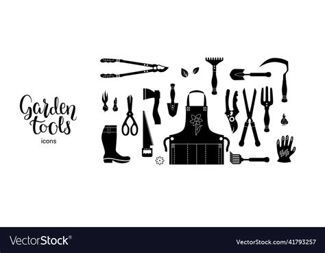 Set of gardening tools and elements Royalty Free Vector