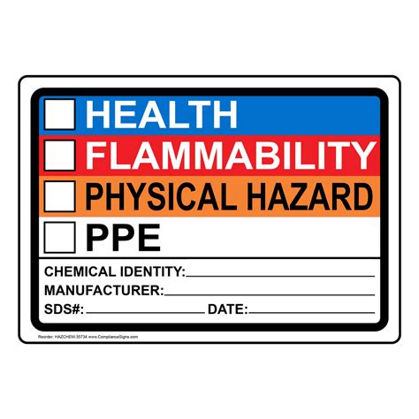 Hazmat Chemical Sign - Health Flammability Physical Hazard Ppe Chemical