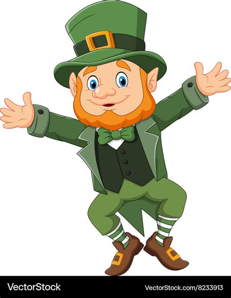 Cartoon happy leprechaun dancing Royalty Free Vector Image