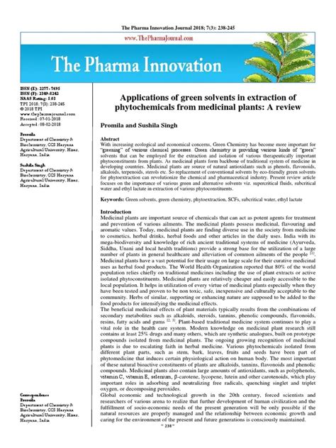 Application of Green Solvents in Plants Extraction | PDF | Herbalism ...