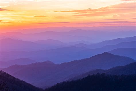 Purple and Orange Layers at Sunset - Asheville Pictures