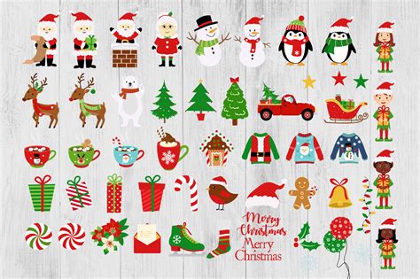 Christmas Clipart, Holiday Clipart Set, Cute Christmas Clip Art, Santa By Twingenuity Graphics ...