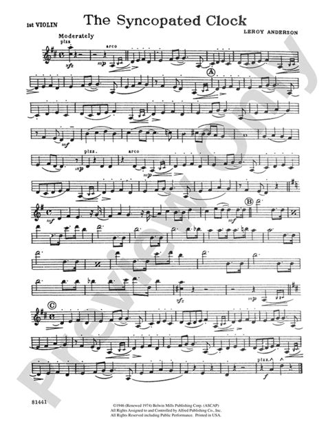 The Syncopated Clock: 1st Violin: 1st Violin Part - Digital Sheet Music ...