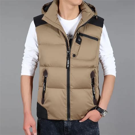 Men's Sleeveless Vests Jackets 2017 New Winter Men Duck Down Hooded Vest Fashion Male Warm Vest ...