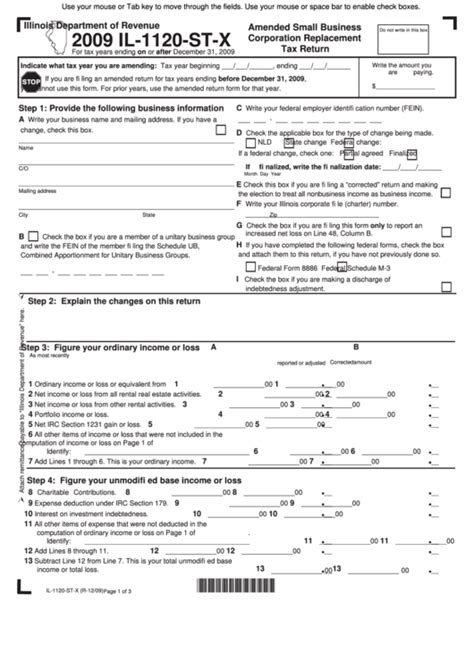 Fillable Form Il-1120-St-X - Amended Small Business Corporation ...