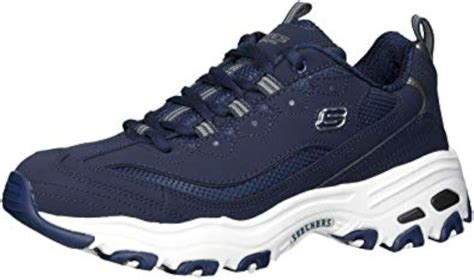 Skechers Mens D'Lites Low Top Lace Up Walking Shoes, Navy, Size 8.0 8HoR | eBay