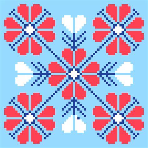 Folk Flowers Pixel Art Pattern 538692 Vector Art at Vecteezy