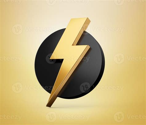 Thunderbolt Logo Design in a Black Circle 3d illustration 12604005 ...