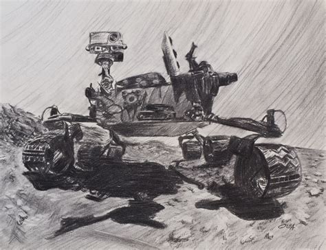 Mars rover charcoal drawing - The Futures Channel