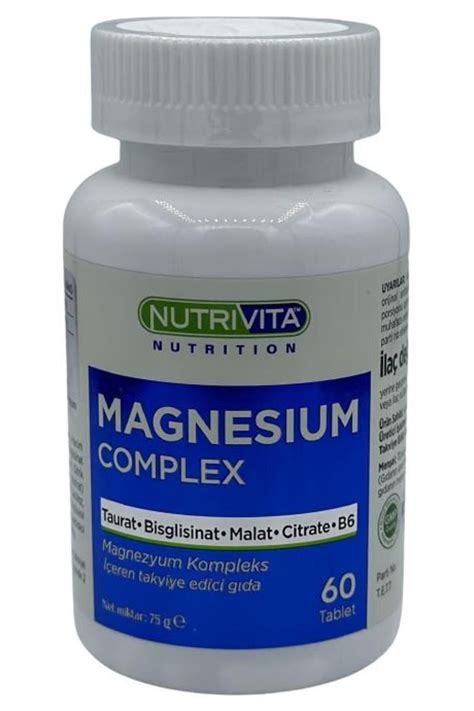 Nutrivita Nutrition Magnesium Complex 60 Tablet Magnezyum Kompleks Taurat Bisglisinat Malat ...