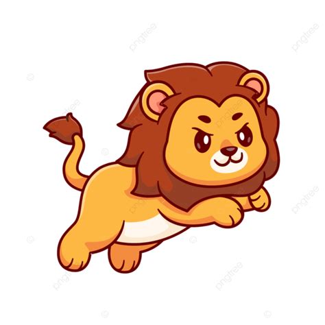 Creative Vector Hand Drawn Illustration Of Cute Lion Jumping High, Jump ...