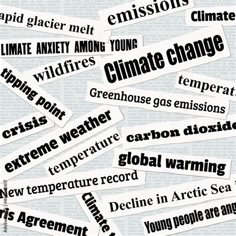 Climate change news headlines Stock Vector | Adobe Stock