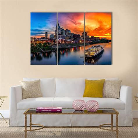 Nashville Skyline & Sunset Canvas Wall Art - Tiaracle