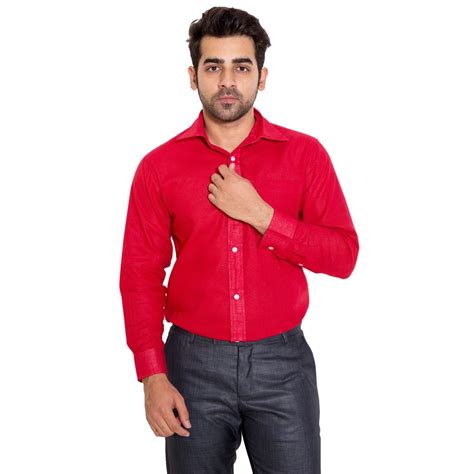 Men Cotton Plain Red Formal Shirt, Size: 34-44 at Rs 280 in Jaipur | ID: 13345808391