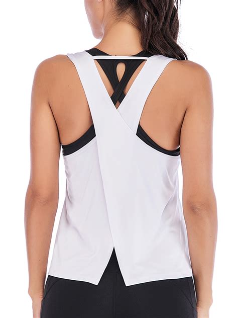 YouLoveIt Women Sport Yoga Vest Gym Sports Tops Shirts Active Stretch ...