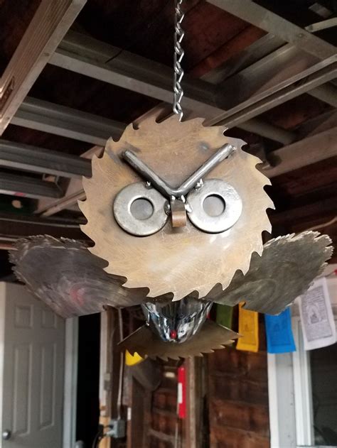 Flying owl | Metal art, Recycled metal, Garden owl