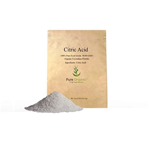 Pure Organic Pure Citric Acid 4 oz 113.4 g 100 Food grade powder Also available in 11 oz, 1 lb ...