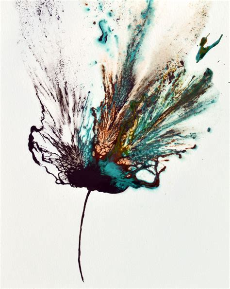 Original Art Painting Abstract Flower Series Teal Multi Modern Floral Fine Art - Acrylic On ...