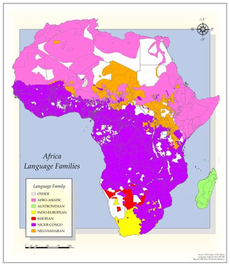 Language families of Africa. Note that the red... - Maps on the Web