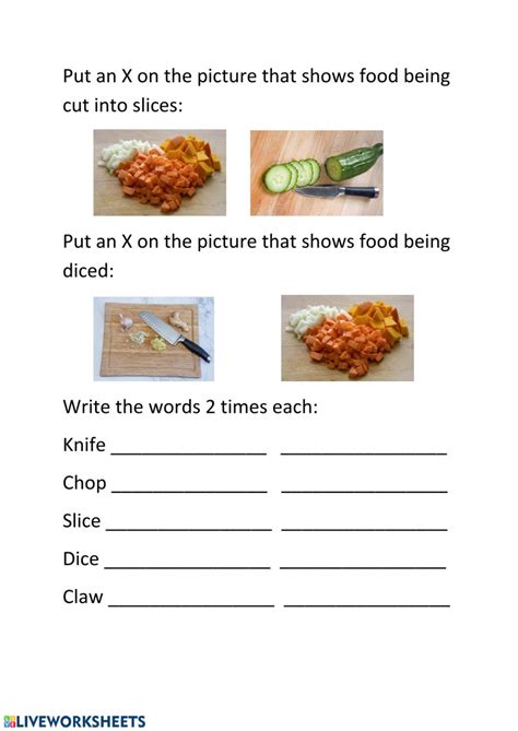 Knife Skills Worksheet Answers - SkillsWorksheets.com