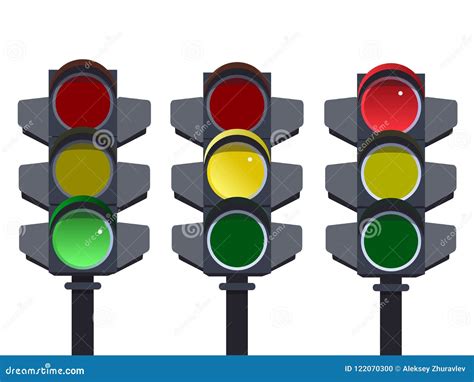 Traffic Light, Traffic Light Sequence. Red, Yellow, Green Lights Go, Wait, Stop Stock Vector ...