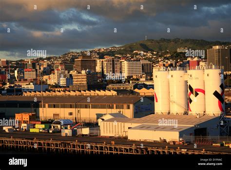 Wellington Container Terminal as seen in the early morning from Interislander Ferry Terminal ...