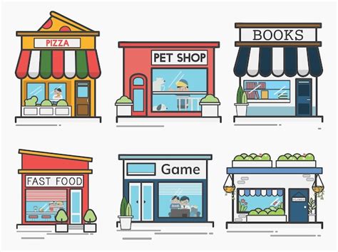 Collection of shops and stores Vector | Free Download